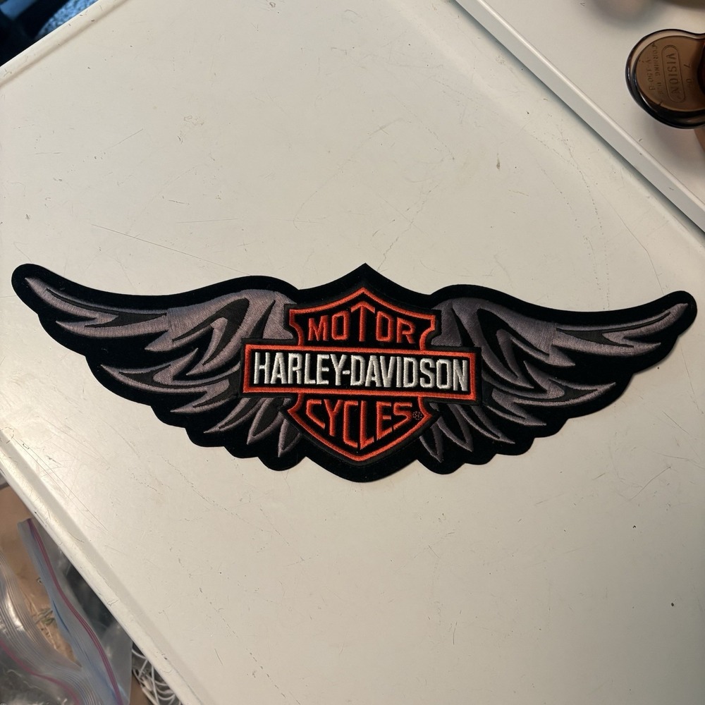 HARLEY DAVIDSON STRAIGHT WING B & S EXTRA LARGE VEST OR JACKET BACK PATCH NEW